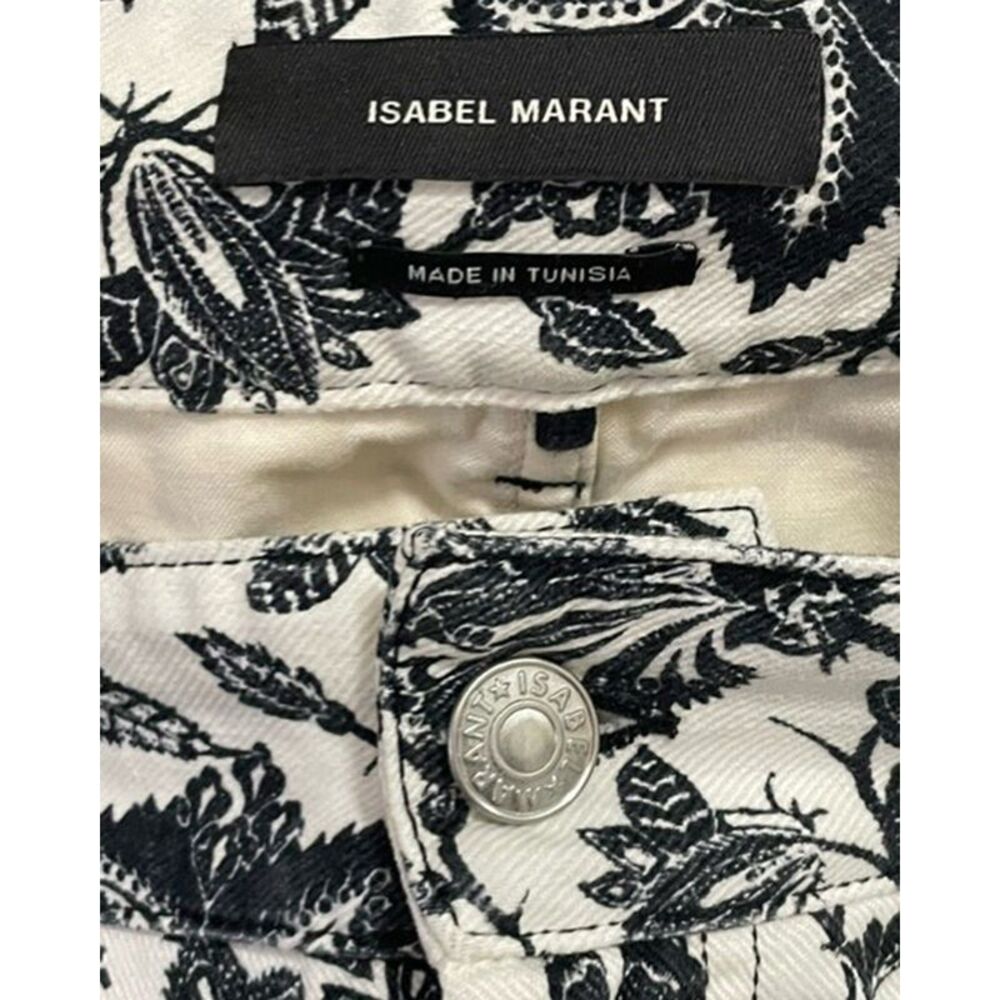Isabel Marant Lorrick Cropped Floral-Print Jeans in White Cotton - Picture 3 of 3